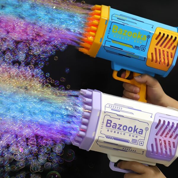 Bubble Gun Rocket 69 Holes Soap Bubbles Machine Gun Shape Automatic Blower With Light Toys For Kids Pomperos - Image 6