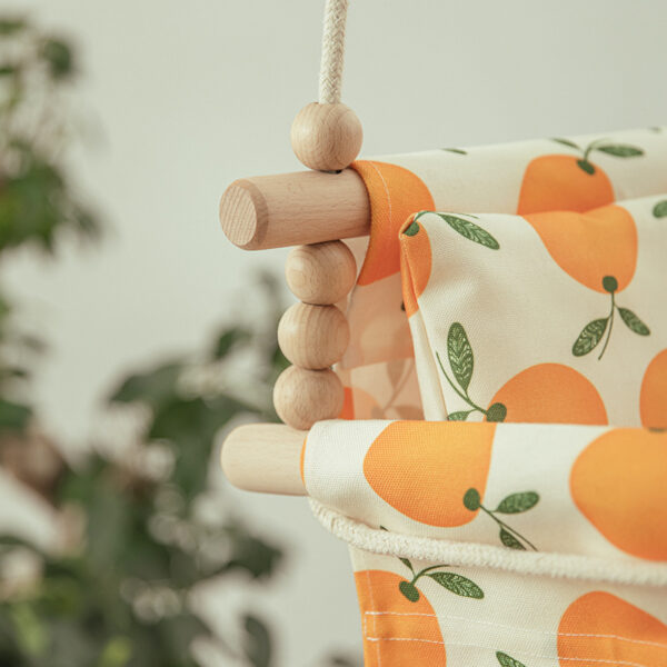 Cotton Canvas Baby Swing Chair Hanging Swing Indoor Outdoor Safety Baby Children's Toy Wooden Seat With Cushion Baby Room. - Image 5
