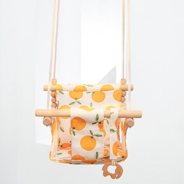Cotton Canvas Baby Swing Chair Hanging Swing Indoor Outdoor Safety Baby Children's Toy Wooden Seat With Cushion Baby Room. - Image 8