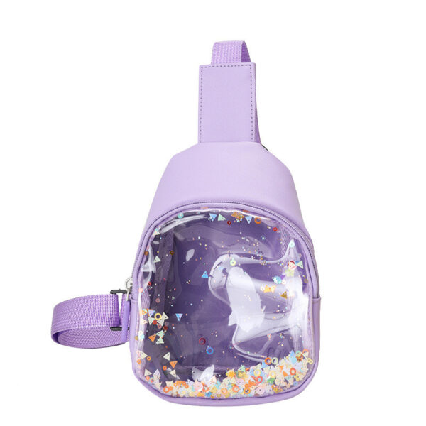 Solid Color PU Leather Children's Chest Pack Quicksand Lightweight Children's Trendy Cool Shoulder Bag - Image 7