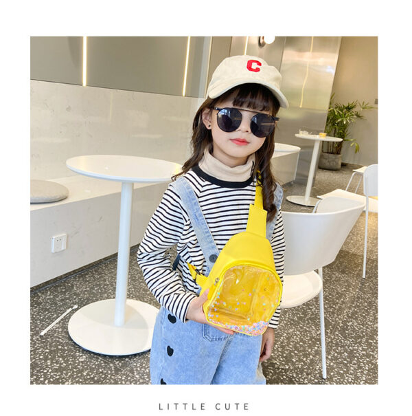 Solid Color PU Leather Children's Chest Pack Quicksand Lightweight Children's Trendy Cool Shoulder Bag - Image 10