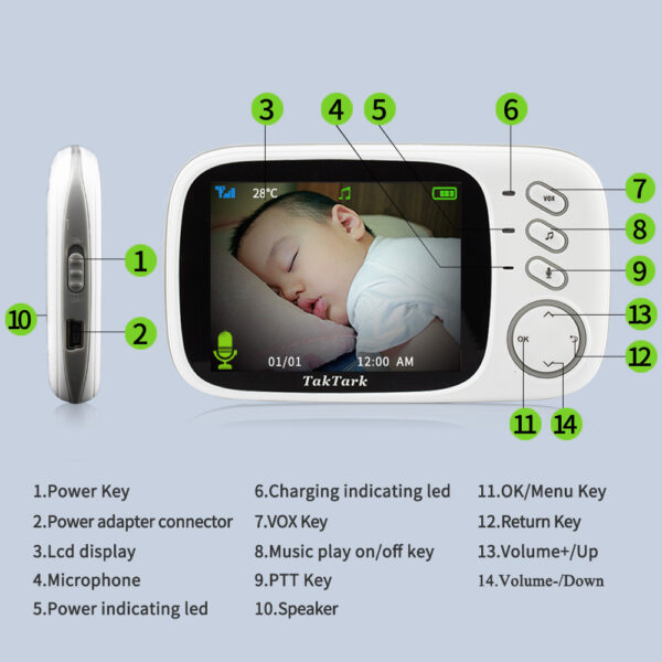3.2 Inch Digital Baby Care Device Baby Monitor with Camera and Audio. - Image 5