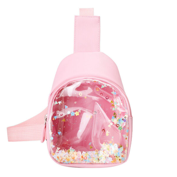 Solid Color PU Leather Children's Chest Pack Quicksand Lightweight Children's Trendy Cool Shoulder Bag - Image 9