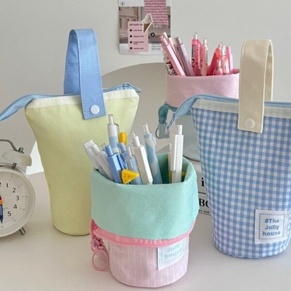 Foldable Standing Pencil Pen Case With Compartments Large Capacity Pencil Pouch Bag School Aesthetic Supplies For Girls Boys Adults - Image 2