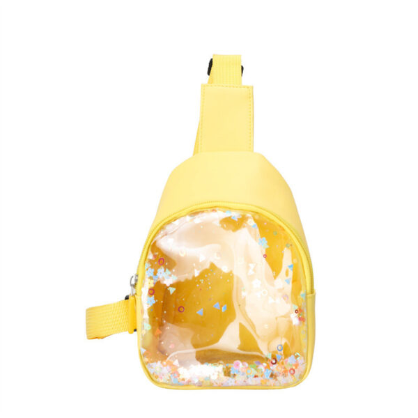 Solid Color PU Leather Children's Chest Pack Quicksand Lightweight Children's Trendy Cool Shoulder Bag - Image 6